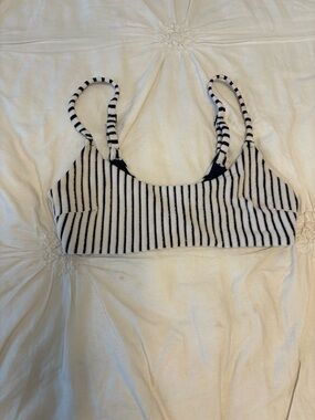 Aerie Terry Cloth Navy Stripe Bikini Top